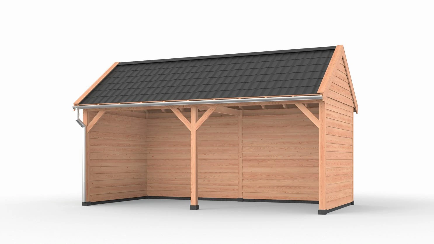 Douglas overkapping zadeldak, 600 x 300, met achterwand en twee zijwanden, Westwood Comfort - Afbeelding 1